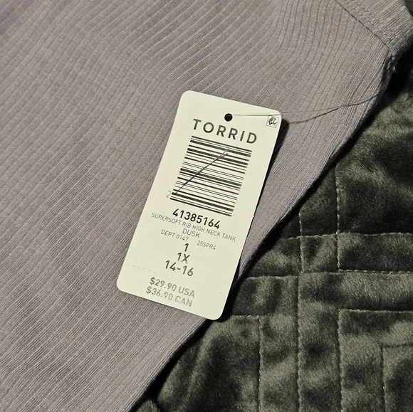 Torrid Super Soft Ribbed High Neck Tank Top in Dusk Size 1X NWT - Picture 9 of 13